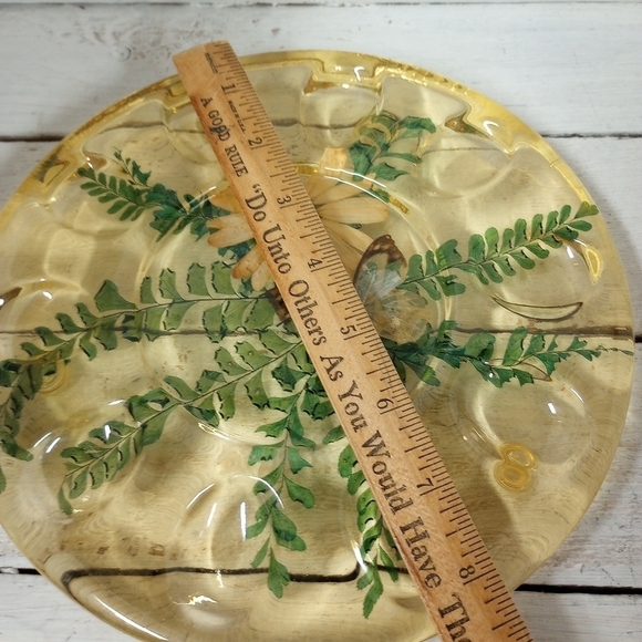 Round Acrylic Resin Egg Plate with Pressed Ferns, Daisy and Butterfly by Design - Picture 8 of 9